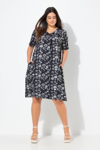 Plus size veliki brojevi Haljina midi kratkih rukava V ovratnika za punije