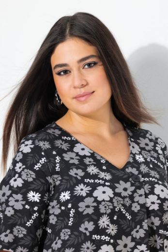 Plus size veliki brojevi Haljina midi kratkih rukava V ovratnika za punije