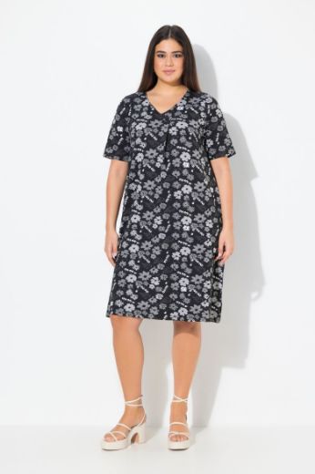 Plus size veliki brojevi Haljina midi kratkih rukava V ovratnika za punije
