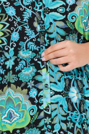 Plus size veliki brojevi Haljina midi kratkih rukava cvjetnog printa za punije