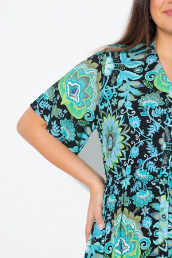 Plus size veliki brojevi Haljina midi kratkih rukava cvjetnog printa za punije
