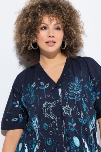 Plus size veliki brojevi Bluza kratkih rukava morskog printa za punije