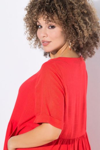 Plus size veliki brojevi Haljina kratkih rukava od mješavine lana za punije