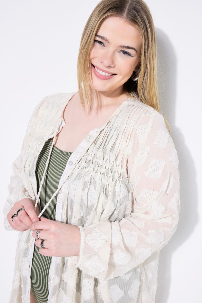 Plus size veliki brojevi Bluza dugih rukava na kopčanje za punije