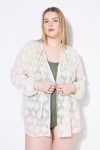 Plus size veliki brojevi Bluza dugih rukava na kopčanje za punije
