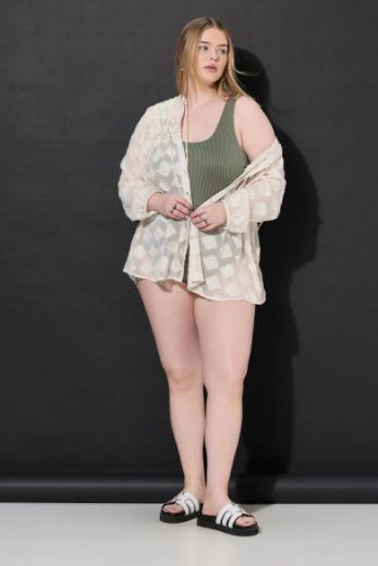 Plus size veliki brojevi Bluza dugih rukava na kopčanje za punije