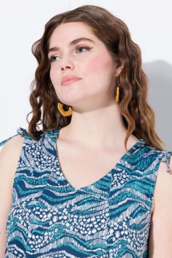 Plus size veliki brojevi Haljina midi bez rukava V ovratnika za punije