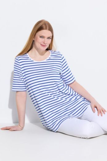 Plus size veliki brojevi Mjica kratkih rukava na pruge za punije