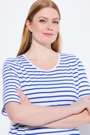 Plus size veliki brojevi Mjica kratkih rukava na pruge za punije