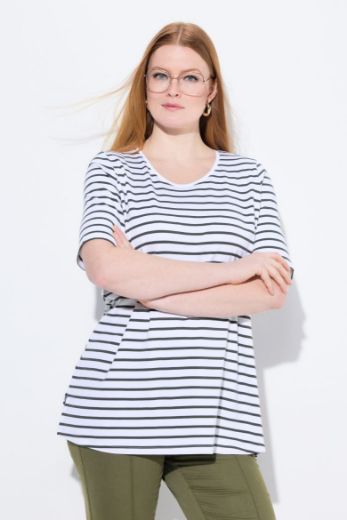Plus size veliki brojevi Mjica kratkih rukava na pruge za punije