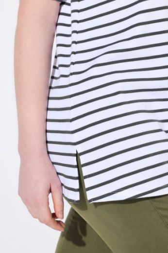 Plus size veliki brojevi Mjica kratkih rukava na pruge za punije