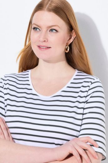 Plus size veliki brojevi Mjica kratkih rukava na pruge za punije