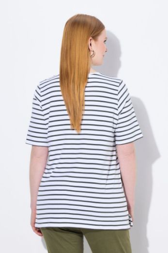Plus size veliki brojevi Mjica kratkih rukava na pruge za punije