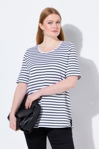 Plus size veliki brojevi Mjica kratkih rukava na pruge za punije