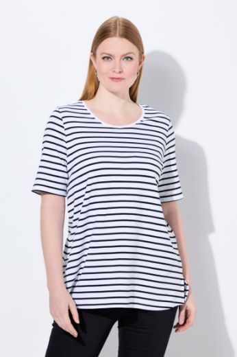 Plus size veliki brojevi Mjica kratkih rukava na pruge za punije