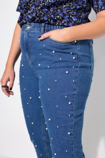 Plus size veliki brojevi Traperice s perlicama za punije
