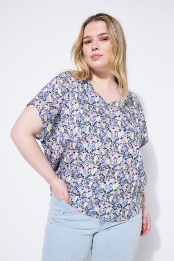 Plus size veliki brojevi Bluza kratkih rukava V ovratnika za punije