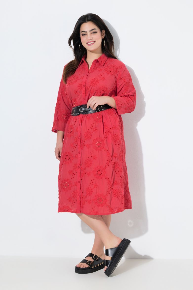 Plus size veliki brojevi Haljina 3/4 rukava na kopčanje za punije