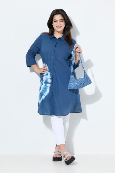 Veliki brojevi Bluza 3/4 rukava dužeg A kroja moda za punije
