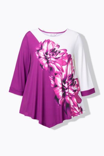 Plus size veliki brojevi Majica 3/4 rukava cvjetnog uzorka za punije