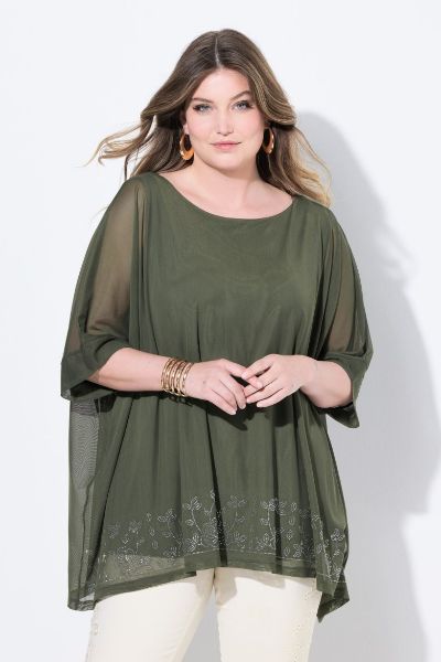 Veliki brojevi Bluza polu rukava šireg kroja moda za punije