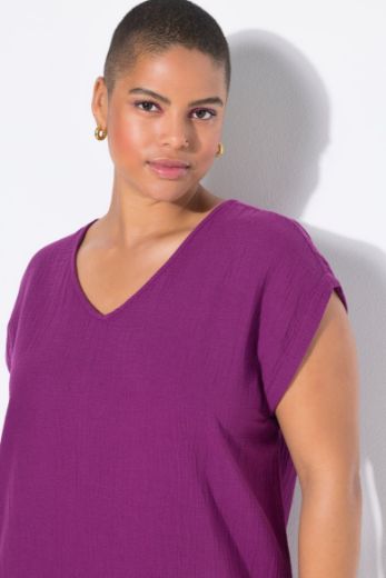 Plus size veliki brojevi Haljina kratkih rukava V ovratnika za punije