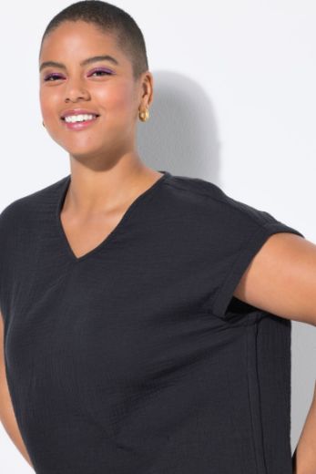 Plus size veliki brojevi Haljina kratkih rukava V ovratnika za punije
