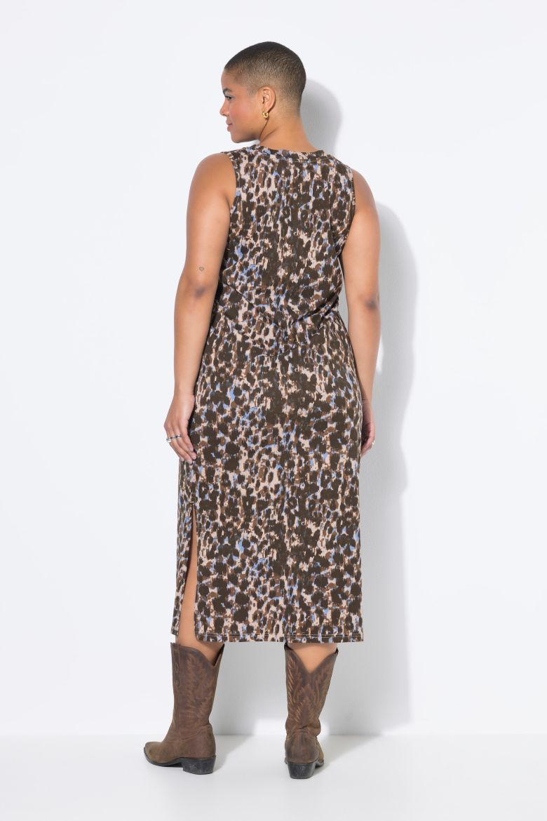 Plus size veliki brojevi Haljina maxi bez rukava s leopard uzorkom za punije
