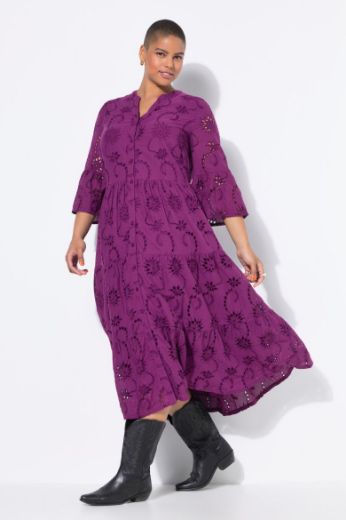 Plus size veliki brojevi Haljina maxi 3/4 rukava na volane za punije
