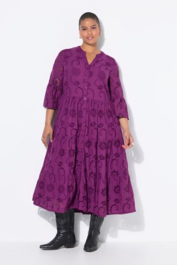 Plus size veliki brojevi Haljina maxi 3/4 rukava na volane za punije