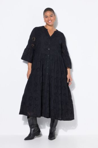 Plus size veliki brojevi Haljina maxi 3/4 rukava na volane za punije