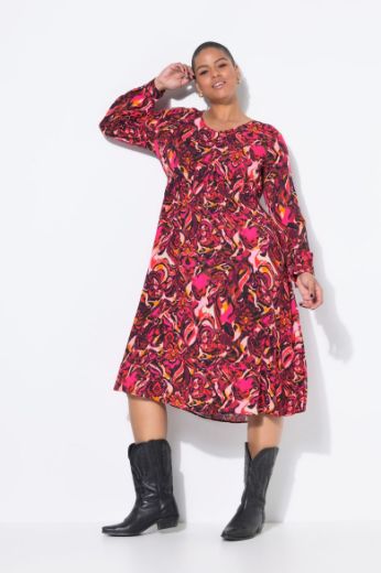 Plus size veliki brojevi Haljina midi dugih rukava A kroja za punije