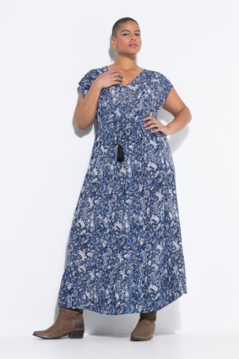 Plus size veliki brojevi Haljina maxi kratkih rukava na volane za punije