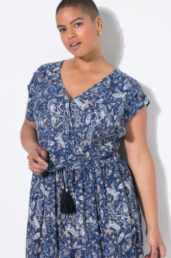 Plus size veliki brojevi Haljina maxi kratkih rukava na volane za punije
