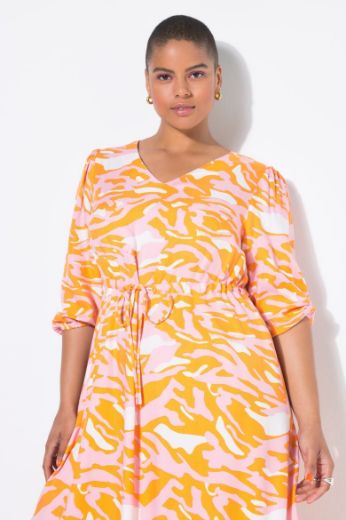 Plus size veliki brojevi Haljina midi 3/4 rukava A kroja za punije