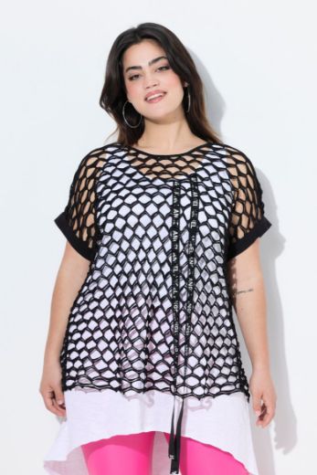 Plus size veliki brojevi Majica kratkih rukava mrežasta za punije