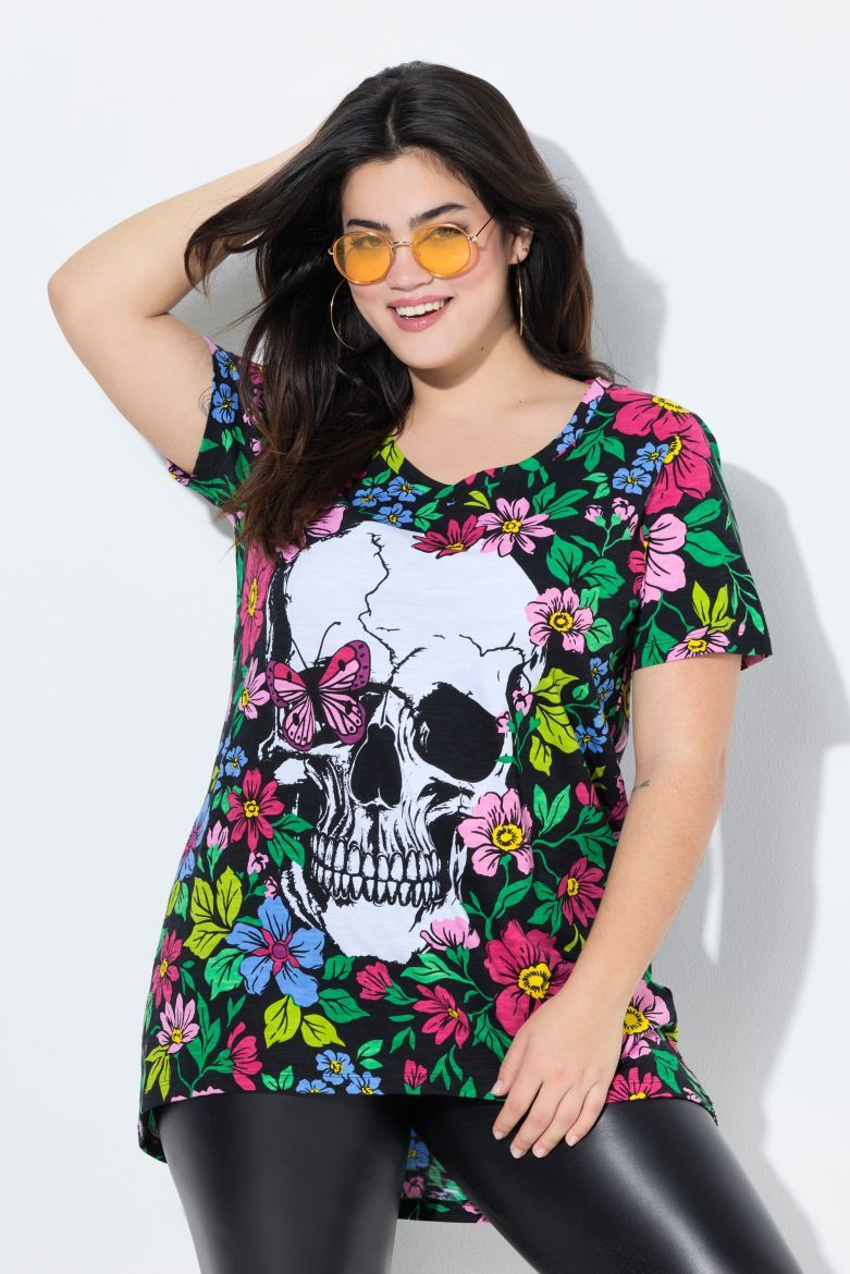 Plus size veliki brojevi Majica kratkih rukava V ovratnika za punije
