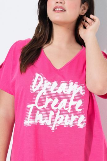 Plus size veliki brojevi Majica kratkih rukava dužeg kroja s resama za punije