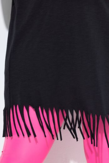 Plus size veliki brojevi Majica kratkih rukava dužeg kroja s resama za punije