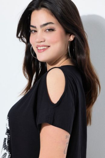 Plus size veliki brojevi Majica kratkih rukava dužeg kroja s resama za punije
