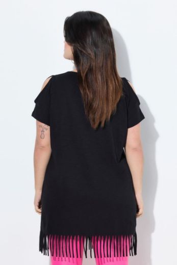 Plus size veliki brojevi Majica kratkih rukava dužeg kroja s resama za punije