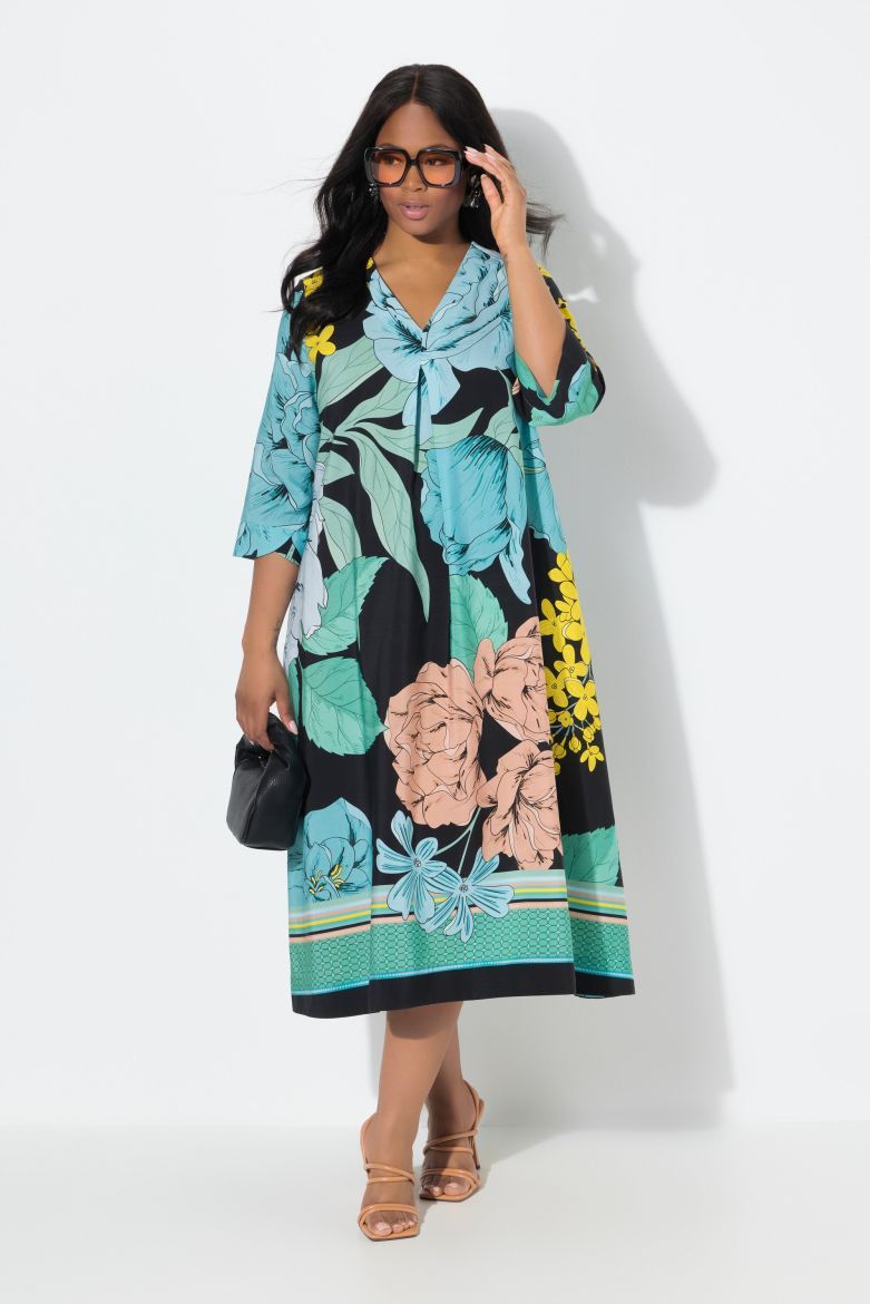 Plus size veliki brojevi Haljina midi 3/4 rukava za punije