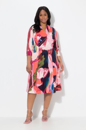 Plus size veliki brojevi Haljina midi 3/4 rukava za punije