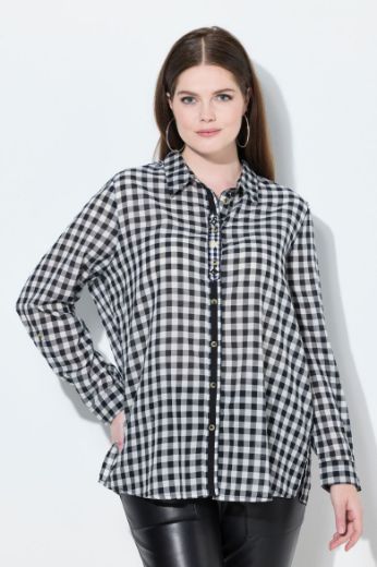 Plus size veliki brojevi Košulja dugih rukava karirana za punije