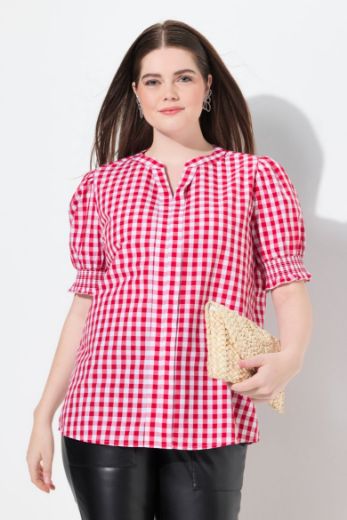 Plus size veliki brojevi Bluza kratkih rukava karirana za punije