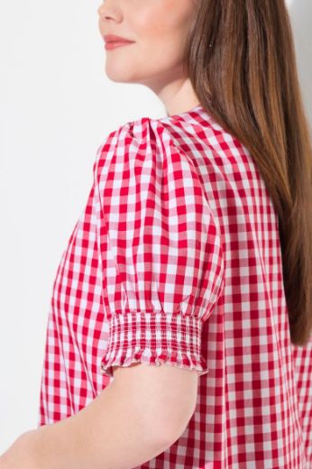 Plus size veliki brojevi Bluza kratkih rukava karirana za punije