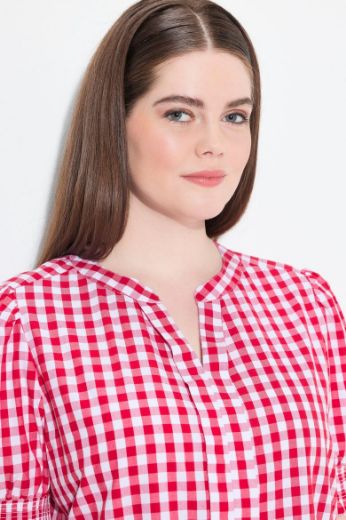 Plus size veliki brojevi Bluza kratkih rukava karirana za punije
