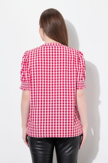 Plus size veliki brojevi Bluza kratkih rukava karirana za punije