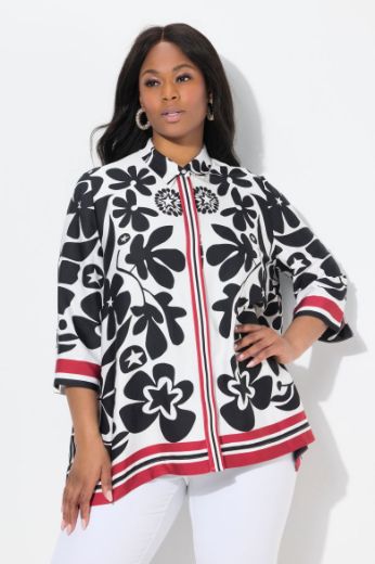 Plus size veliki brojevi Bluza 3/4 rukava cvjetnog uzorka za punije