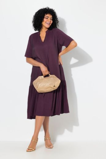 Plus size veliki brojevi Haljina midi kratkih rukava za punije